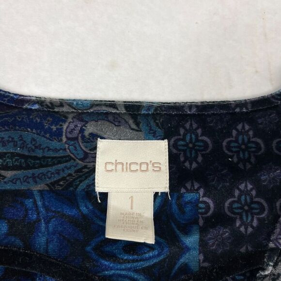 Chicos Velvet Midnight Patchwork Tunic Velvet 3/4 Sleeve Winter Top 1 MEDIUM - Picture 5 of 11